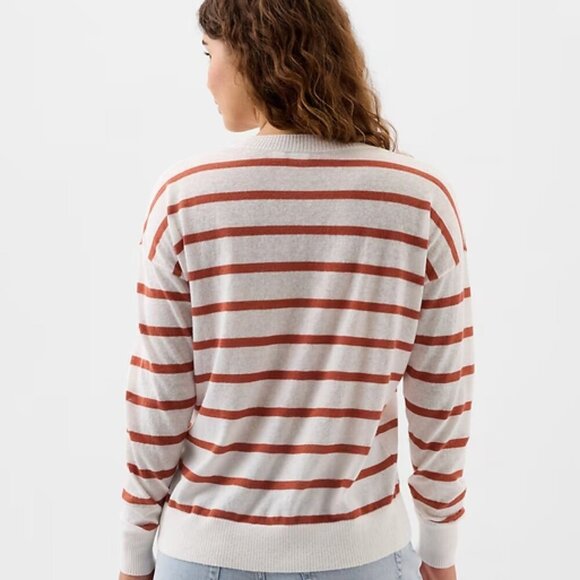 Gap Linen-Blend Crewneck Sweater in New off white stripe Color Lightweight - Picture 10 of 10